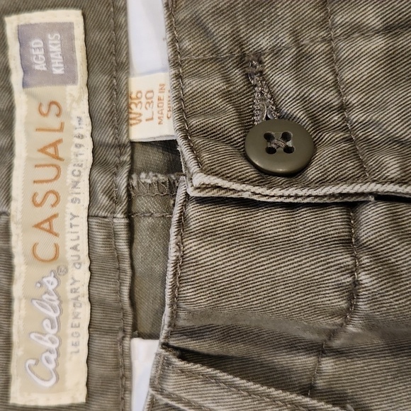Cabela's Casuals Olive Green 36×30 Aged Khakis Pants - Picture 6 of 9